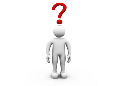 3d man with a red question mark	の写真素材