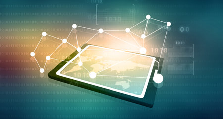 Business Network process diagram on computer tablet PC	