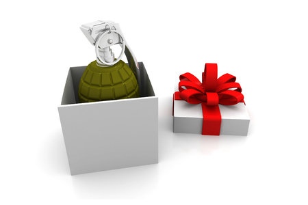 Gift box with dynamite inside	の写真素材