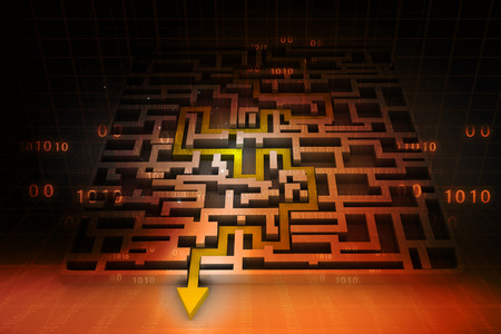 Business arrow solved the maze on abstract background 	の写真素材