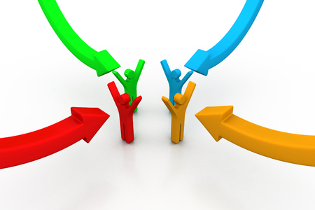 3d people and graph arrows		の写真素材