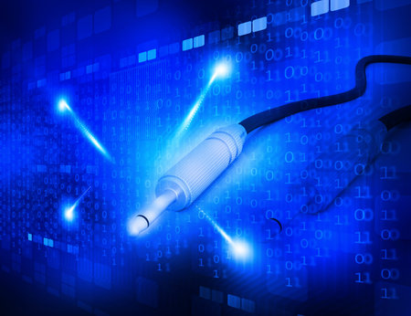 Digital Audio cable on blue background 	