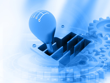 3d Gear stick on technology background の写真素材