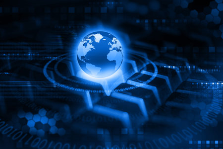 Globe and Computer Keyboard , internet technology concept