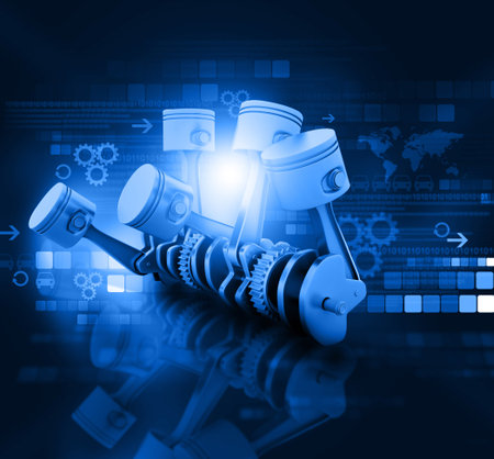 3d engine pistons and cog wheels background