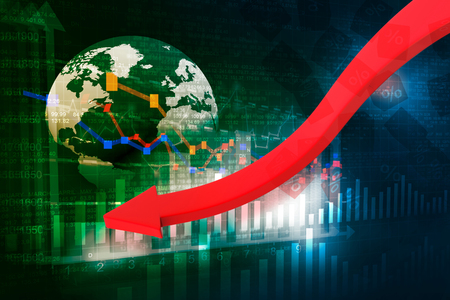 falling graph of global stock marketの写真素材