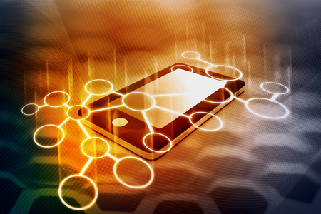 Smart phone with communication networkの写真素材