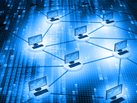 Computer Network and internet communication conceptの写真素材