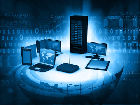 Computer Network and internet communication conceptの写真素材