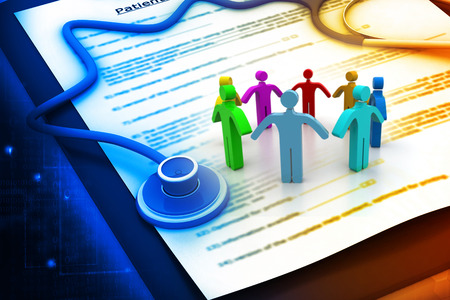 People with Medical and health insurance claim form and stethoscopeの写真素材