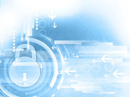 Internet security. Pad lock on digital tech backgroundの写真素材