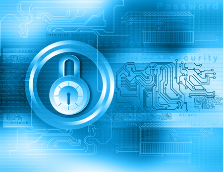 Internet security. Closed pad lock on digital backgroundの写真素材