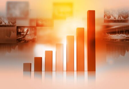 Business graph chart. 3d render. financial backgroundの写真素材