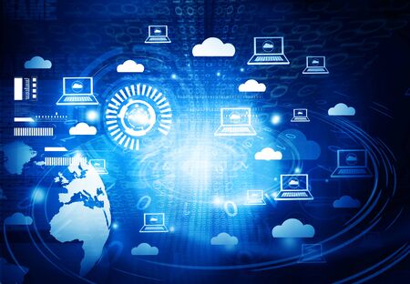 Cloud networking. 3d illustration of technology backgroundの写真素材