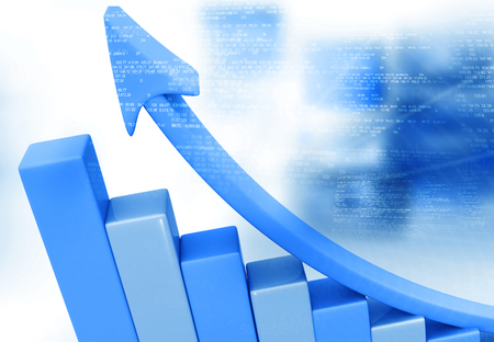 Business graph chart. 3d render. financial backgroundの写真素材