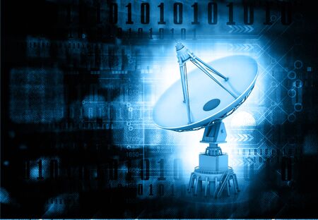 Satellite dish transmission data, 3d render. abstract tech backgroundの写真素材