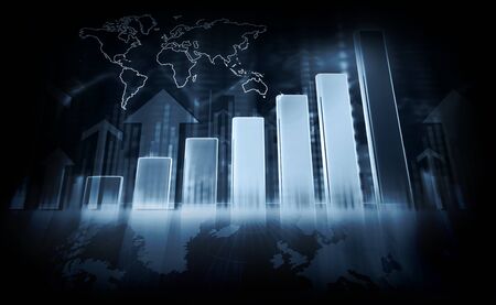 3d illustration of Business graphs and diagrams showing growth.  Business background imageの写真素材