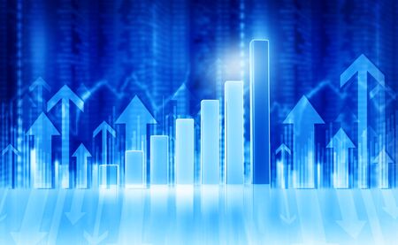 3d illustration of Business graphs and diagrams showing growth.  Business background imageの写真素材