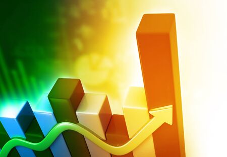 Business graph chart. 3d render. financial backgroundの写真素材
