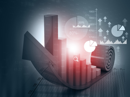 3d Business growth chart. financial charts on abstract business backgroundの写真素材