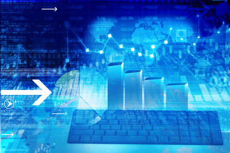 Modern business graphs and charts.3d renderの写真素材