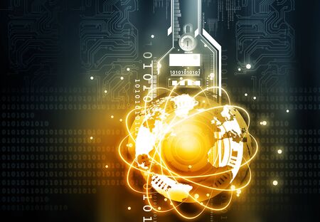 Global communication technology concept. 3d renderの写真素材
