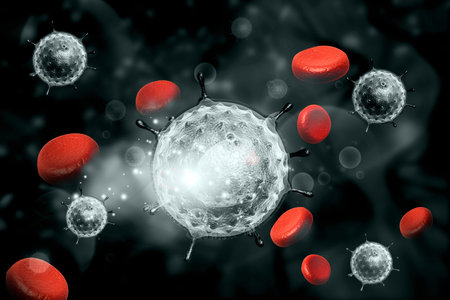 Virus on abstract background. 3d render 