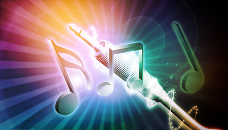 Digital illustration of music background.3d illustration 		の写真素材