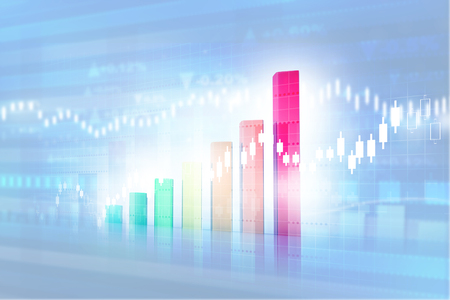 Financial graphs and charts shows business growth, 3d illustration	の写真素材