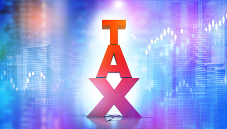 Business growth graph with tax. 3d illustrationの写真素材