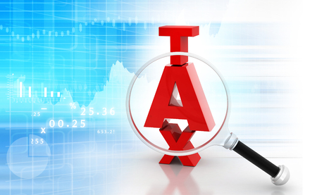 Business growth graph with tax. 3d illustrationの写真素材