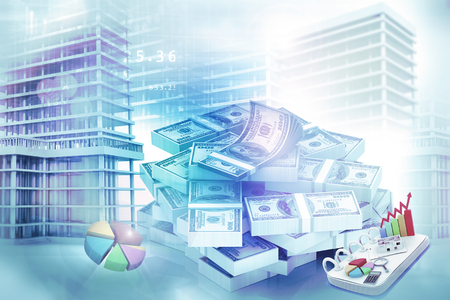 Real estate growth graph. 3d illustration		の写真素材