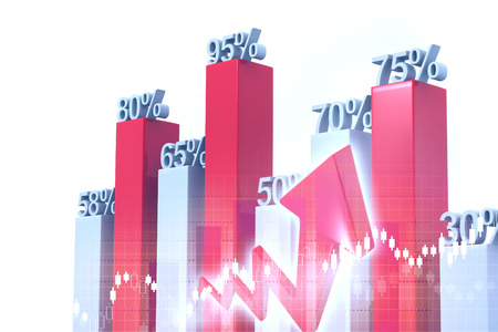 Financial graphs and charts shows business growth, 3d illustration		の写真素材