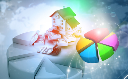 Real estate growth concept image. 3d illustration 	の写真素材