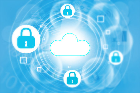 Cyber security concept, binary stream with Closed Padlock. 2d Digital illustration 