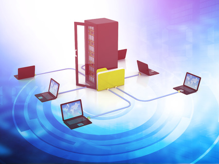 Computer Network and internet communication concept. 3d illustration	の写真素材