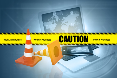 Caution or server Repair, work in progress. 3d illustration の写真素材