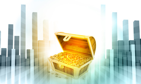Business Graph showing profits and gains. 3d business background	の写真素材