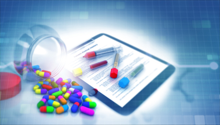 Clipboard with medical supplies. 3d illustrationの写真素材