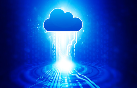 Cloud computing security concept. Digital illustrationの写真素材
