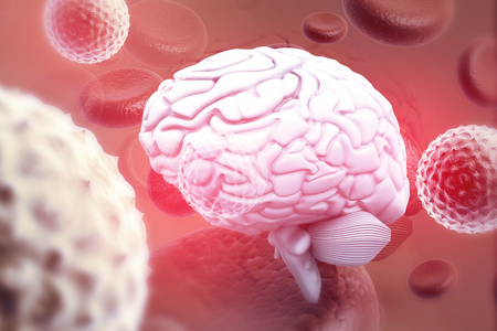 Virus attacking human brain. 3d illustrationの写真素材