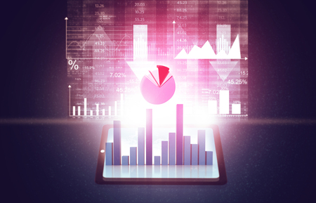 Business charts and graph. 3d illustrationの写真素材