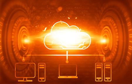 Cloud computing concept. Digital illustrationの写真素材