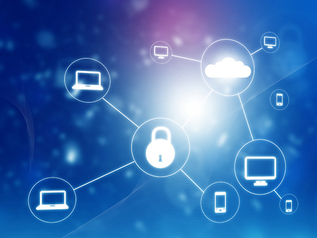 Cloud networking security concept. Digital illustrationの写真素材