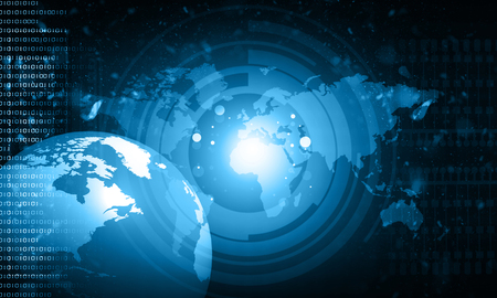 Global technology background, digital world. Digital illustrationの写真素材