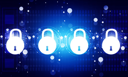 internet security concept. Closed padlock  with blue digital backgroundの写真素材