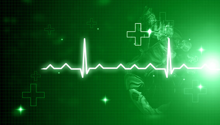 ECG graph with heart. 3d illustrationの写真素材