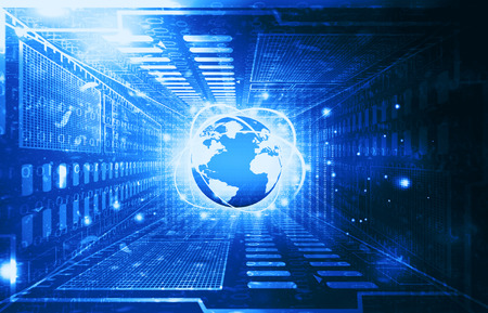 Futuristic world concept. Internet technology. Digital illustrationの写真素材
