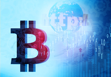 bitcoin background. 3d illustrationの写真素材