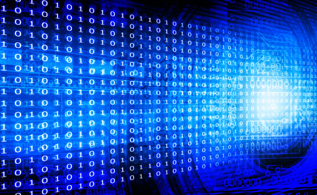 Blue binary background. Digital illustrationの写真素材